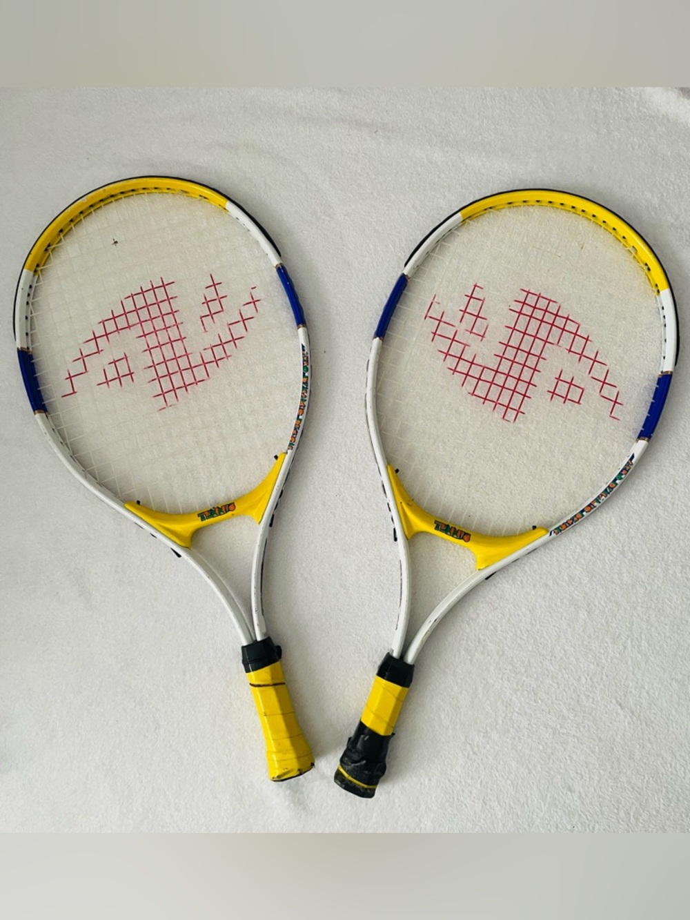 Junior 21 Aero Dynamic Tennis Racquet Set Of 2 Yellow Grip 21” 3 5/8” Sports
